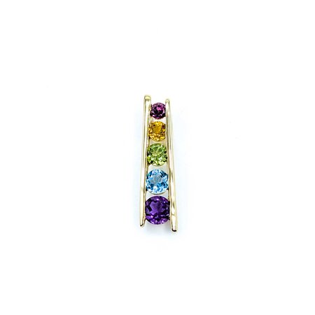 Pendant Ladder Multi Gemstone 14ky 26x6.5mm 2.05g 225040040