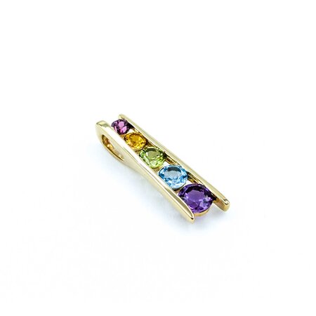 Pendant Ladder Multi Gemstone 14ky 26x6.5mm 2.05g 225040040
