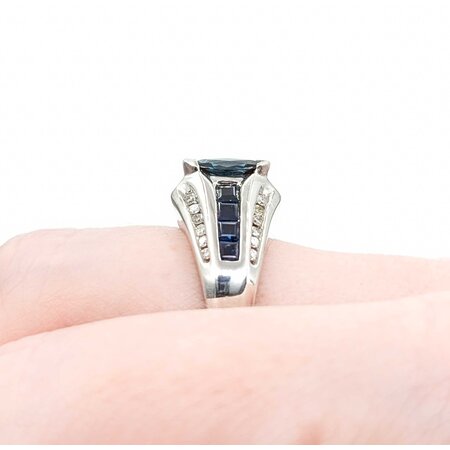 Ring Channel Set .24ctw Round Diamonds 1.00ctw Sapphire 10kw Sz7 4.49g 225040049