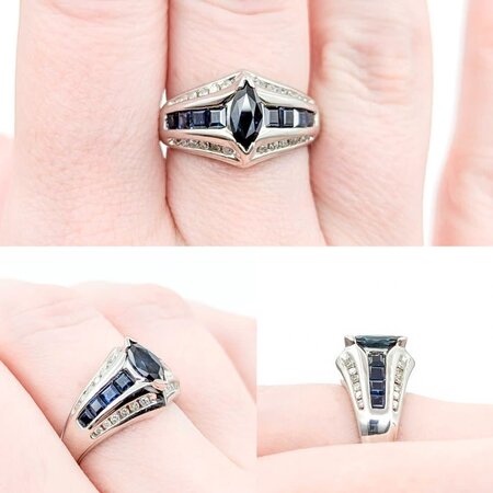 Ring Channel Set .24ctw Round Diamonds 1.00ctw Sapphire 10kw Sz7 4.49g 225040049