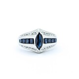  Ring Channel Set .24ctw Round Diamonds 1.00ctw Sapphire 10kw Sz7 4.49g 225040049