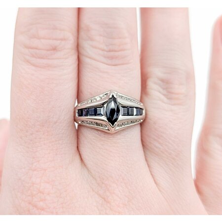 Ring Channel Set .24ctw Round Diamonds 1.00ctw Sapphire 10kw Sz7 4.49g 225040049