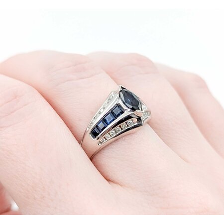 Ring Channel Set .24ctw Round Diamonds 1.00ctw Sapphire 10kw Sz7 4.49g 225040049