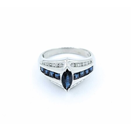 Ring Channel Set .24ctw Round Diamonds 1.00ctw Sapphire 10kw Sz7 4.49g 225040049