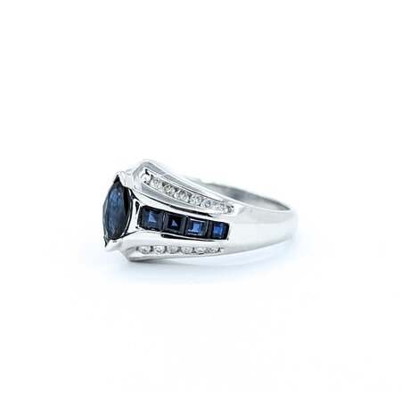 Ring Channel Set .24ctw Round Diamonds 1.00ctw Sapphire 10kw Sz7 4.49g 225040049
