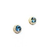  Earrings Stud .28ctw Round Diamonds 1.17ctw Blue Aquamarine 14ky 8.4mm 2.35g 125040022
