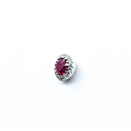 Earrings Stud Halo .09ctw Round Diamonds .63ctw Ruby 14kw 6.5mm 1.15g 125040027