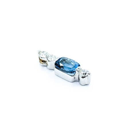Pendant .26ctw Round Diamonds .70ct Aquamarine 14kw 18.5x5.5mm 1.48g 225040042