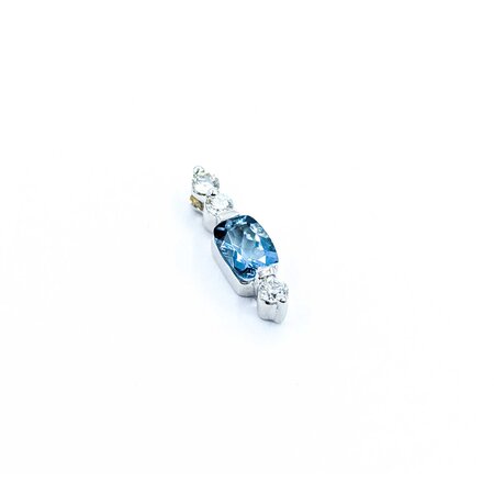 Pendant .26ctw Round Diamonds .70ct Aquamarine 14kw 18.5x5.5mm 1.48g 225040042