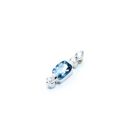 Pendant .26ctw Round Diamonds .70ct Aquamarine 14kw 18.5x5.5mm 1.48g 225040042