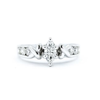 Ring Engagment .40ct Marquise Diamond .47ctw Diamonds 14kw Sz6.5 5.19g 225040044