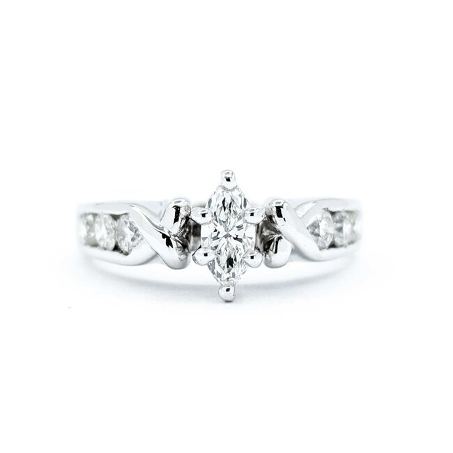 Ring Engagment .40ct Marquise Diamond .47ctw Diamonds 14kw Sz6.5 5.19g 225040044