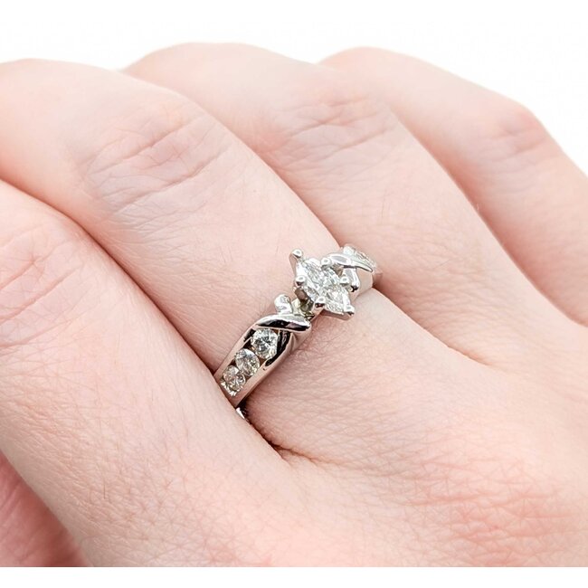 Ring Engagment .40ct Marquise Diamond .47ctw Diamonds 14kw Sz6.5 5.19g 225040044