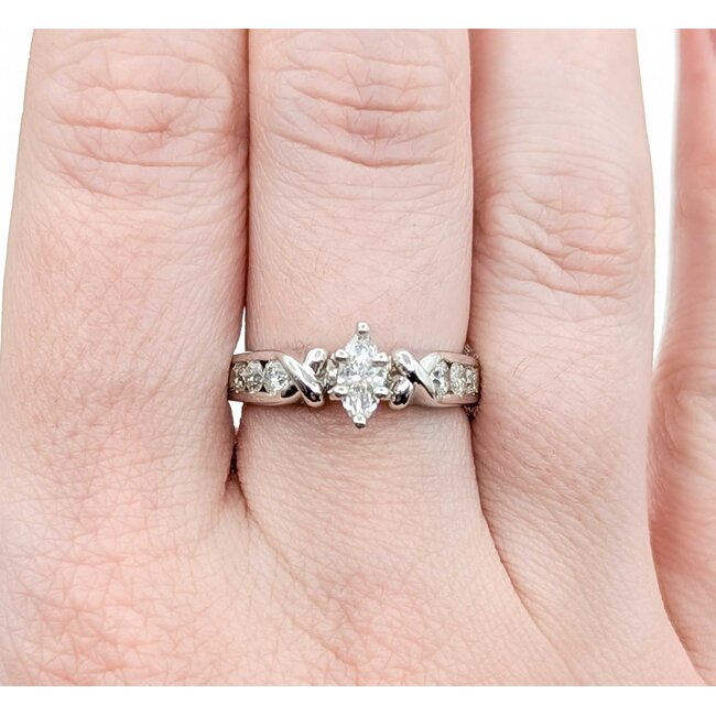 Ring Engagment .40ct Marquise Diamond .47ctw Diamonds 14kw Sz6.5 5.19g 225040044