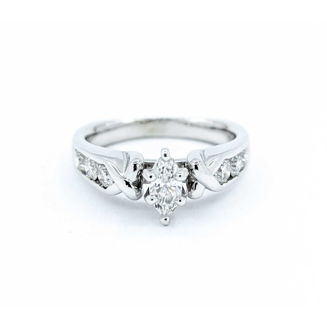 Ring Engagment .40ct Marquise Diamond .47ctw Diamonds 14kw Sz6.5 5.19g 225040044