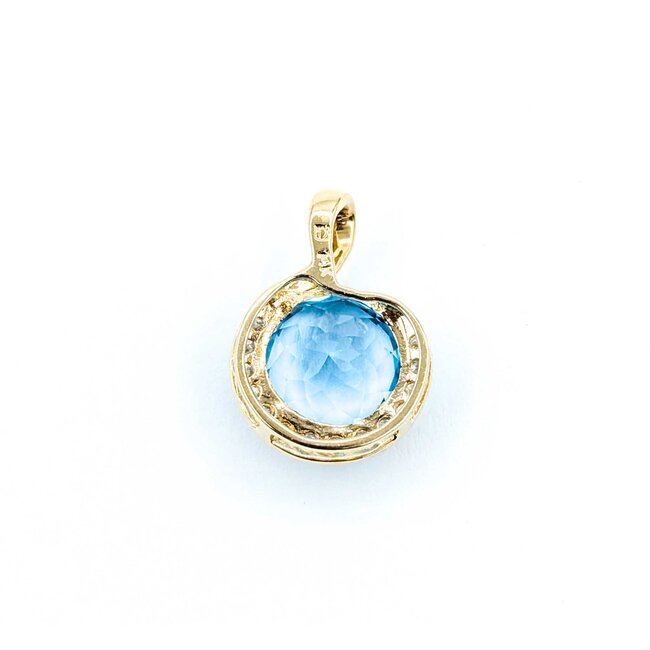 Pendant 3/4 Halo .08ctw Round Diamonds 4.24ct Topaz 14ky 18x13mm 2.22g 225040041