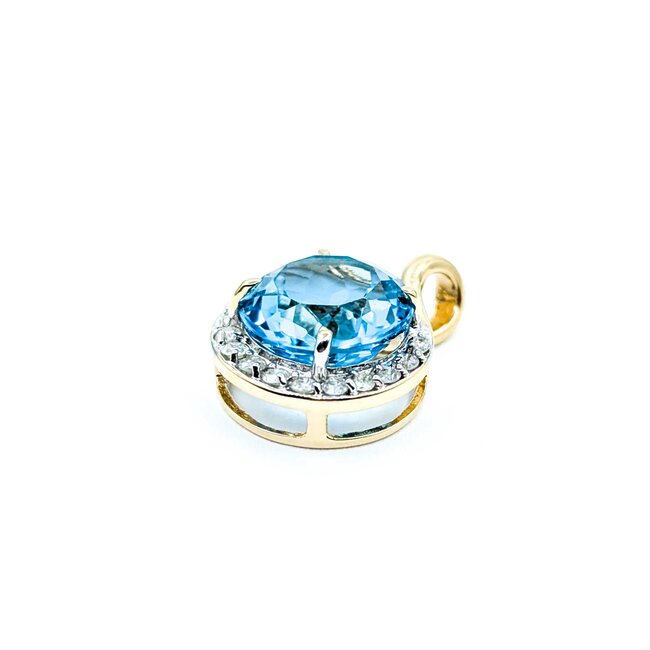 Pendant 3/4 Halo .08ctw Round Diamonds 4.24ct Topaz 14ky 18x13mm 2.22g 225040041