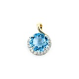  Pendant 3/4 Halo .08ctw Round Diamonds 4.24ct Topaz 14ky 18x13mm 2.22g 225040041