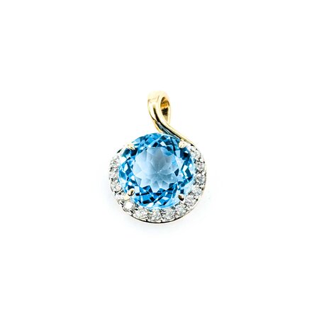 Pendant 3/4 Halo .08ctw Round Diamonds 4.24ct Topaz 14ky 18x13mm 2.22g 225040041