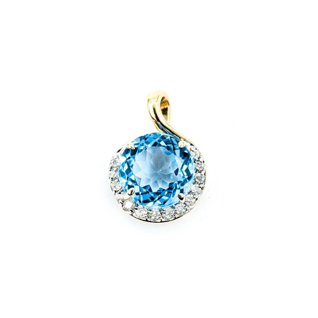 Pendant 3/4 Halo .08ctw Round Diamonds 4.24ct Topaz 14ky 18x13mm 2.22g 225040041