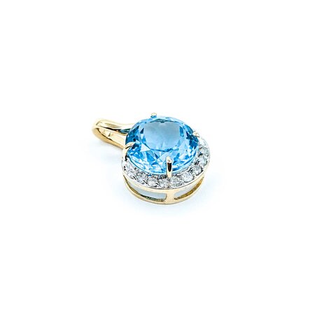 Pendant 3/4 Halo .08ctw Round Diamonds 4.24ct Topaz 14ky 18x13mm 2.22g 225040041