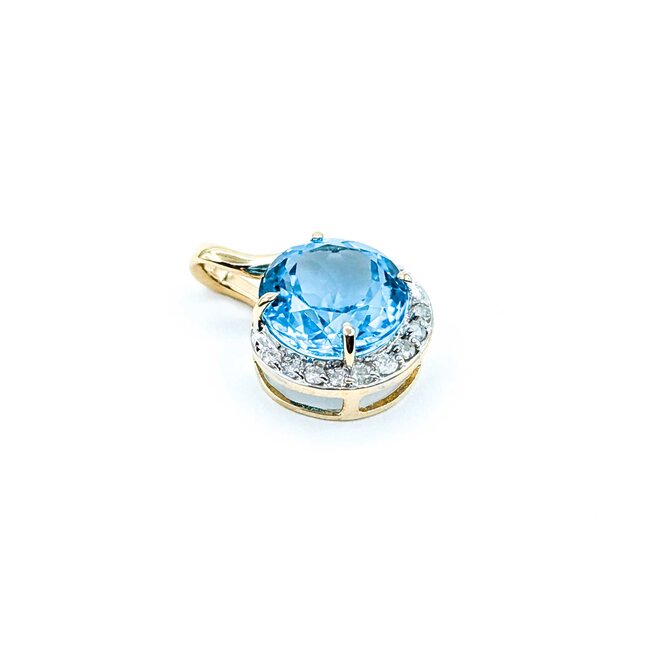 Pendant 3/4 Halo .08ctw Round Diamonds 4.24ct Topaz 14ky 18x13mm 2.22g 225040041