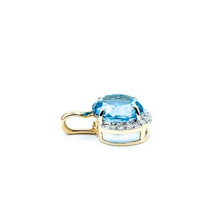 Pendant 3/4 Halo .08ctw Round Diamonds 4.24ct Topaz 14ky 18x13mm 2.22g 225040041
