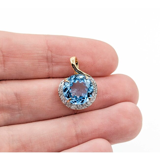 Pendant 3/4 Halo .08ctw Round Diamonds 4.24ct Topaz 14ky 18x13mm 2.22g 225040041