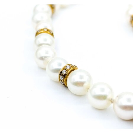 Necklace 1.90ct Marquise Diamond 6.00ctw Diamonds 8.5mm Pearl 18ky 69.6g 225020012