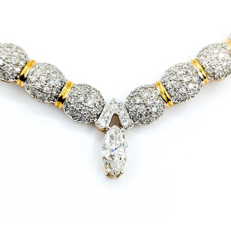Necklace 1.90ct Marquise Diamond 6.00ctw Diamonds 8.5mm Pearl 18ky 69.6g 225020012