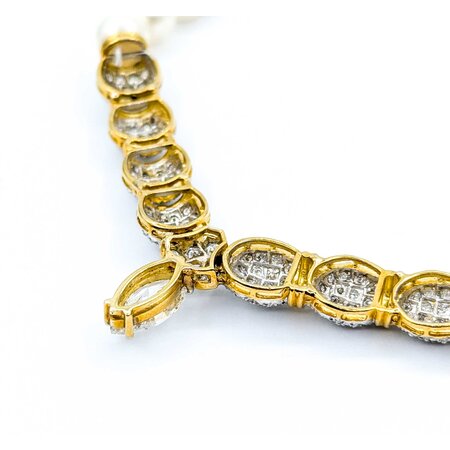 Necklace 1.90ct Marquise Diamond 6.00ctw Diamonds 8.5mm Pearl 18ky 69.6g 225020012