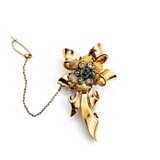  Pin .38ctw Rose Cut Diamonds Flower Pendant .20ct Emerald 2x1.5" 18ky 224011755