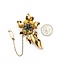 Pin .38ctw Rose Cut Diamonds Flower Pendant .20ct Emerald 2x1.5" 18ky 224011755