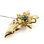 Pin .38ctw Rose Cut Diamonds Flower Pendant .20ct Emerald 2x1.5" 18ky 224011755