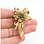 Pin .38ctw Rose Cut Diamonds Flower Pendant .20ct Emerald 2x1.5" 18ky 224011755
