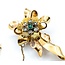 Pin .38ctw Rose Cut Diamonds Flower Pendant .20ct Emerald 2x1.5" 18ky 224011755