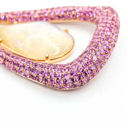 Pendant Pave 4.20ctw Pink Sapphires 23.5ct Australian Crystal Opal 18kr 75x43 24" 35.55g 225040054