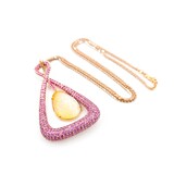  Pendant Pave 4.20ctw Pink Sapphires 23.5ct Australian Crystal Opal 18kr 75x43 24" 35.55g 225040054