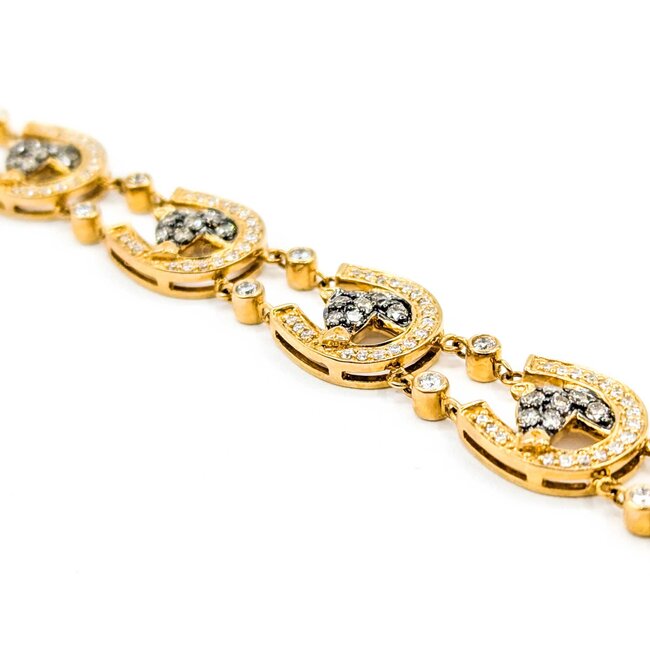 Bracelet Horse 3ctw Round Diamonds Chocolate Diamonds 14ky 14mm 8" 21.51g 225040131