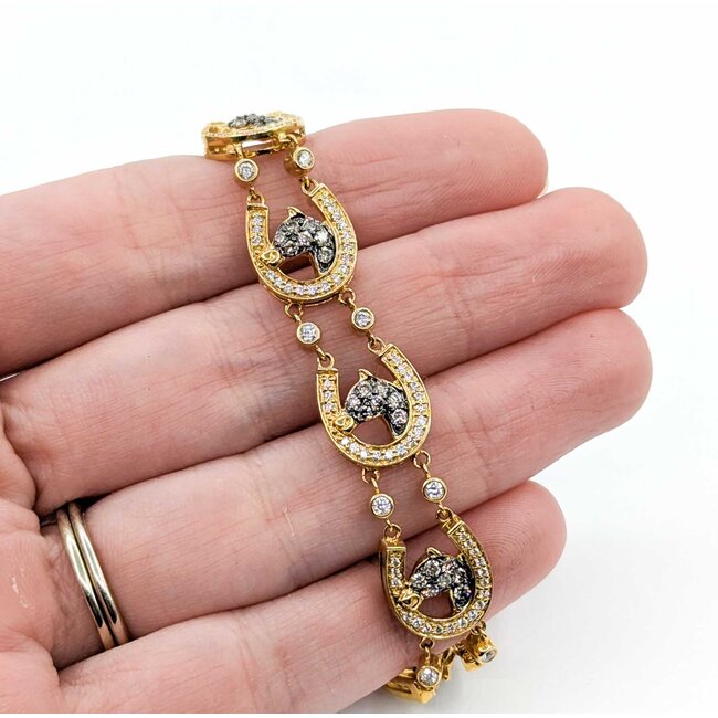 Bracelet Horse 3ctw Round Diamonds Chocolate Diamonds 14ky 14mm 8" 21.51g 225040131