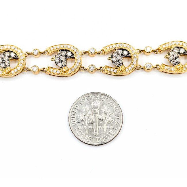 Bracelet Horse 3ctw Round Diamonds Chocolate Diamonds 14ky 14mm 8" 21.51g 225040131