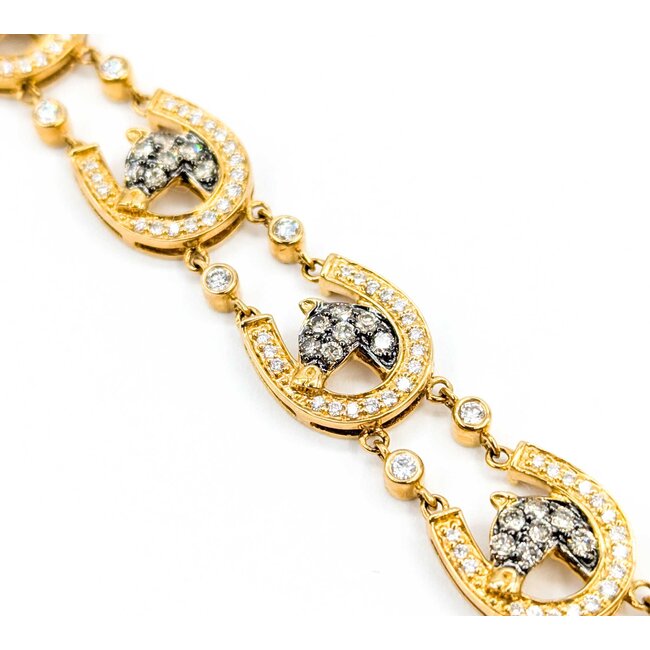 Bracelet Horse 3ctw Round Diamonds Chocolate Diamonds 14ky 14mm 8" 21.51g 225040131