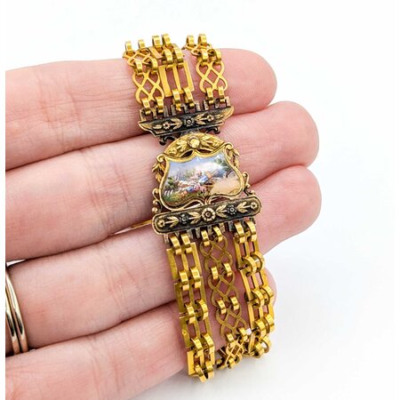 Bracelet Enamel Bouquet 14ky 6.5x.75" 17.9g 225040108