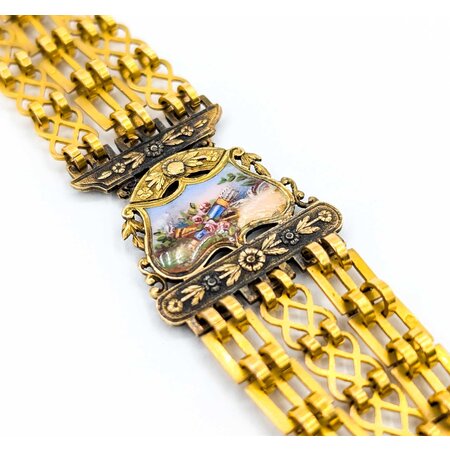 Bracelet Enamel Bouquet 14ky 6.5x.75" 17.9g 225040108