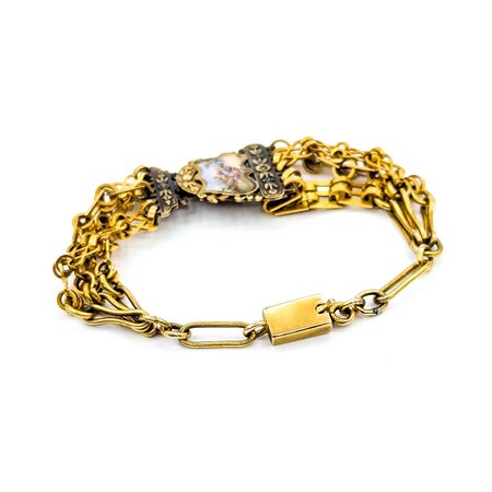 Bracelet Enamel Bouquet 14ky 6.5x.75" 17.9g 225040108