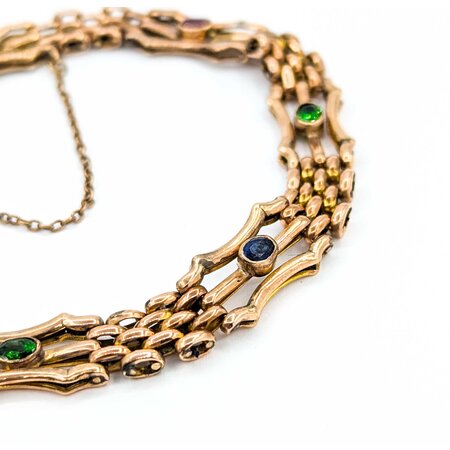 Bracelet Bezel Gem Station .81ctw Sapphire .54ctw Ruby & Tsavorite Garnet 9ky 8.25" 12.4g 225040109