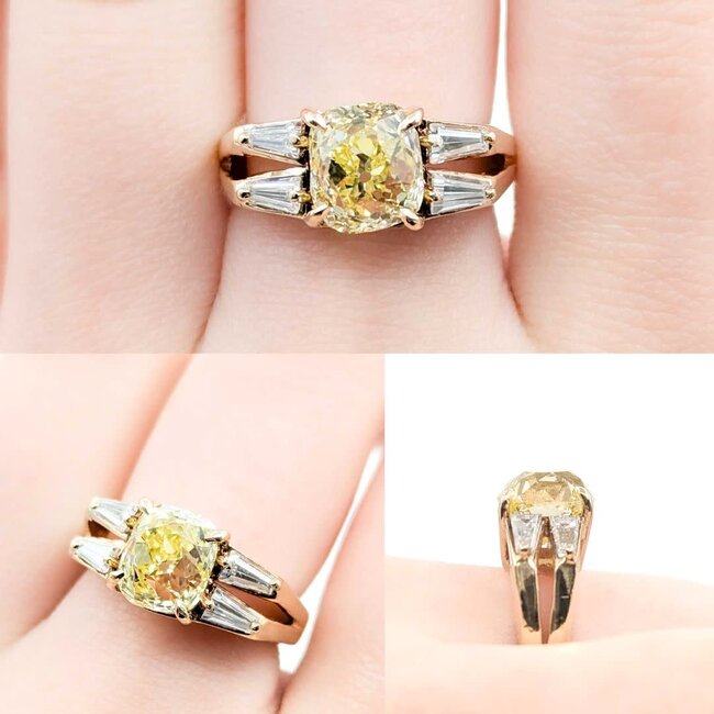 Ring 3.02ct Old Mine Cut Diamond .52ctw Diamonds 14ky 8.5mm Sz6.5 5.96g 225040142