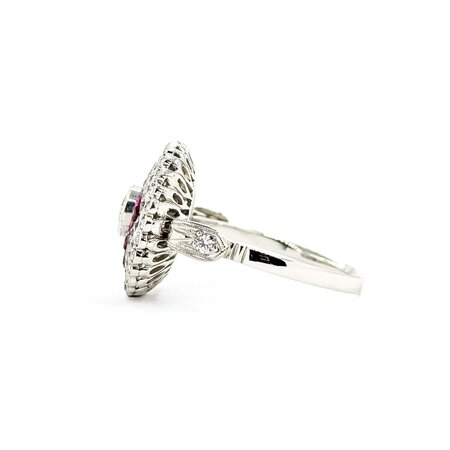 Ring Checkerboard .65ctw Round Diamonds .25ctw Ruby 900pt 15.8mm Sz6.5 3.9g 225040080