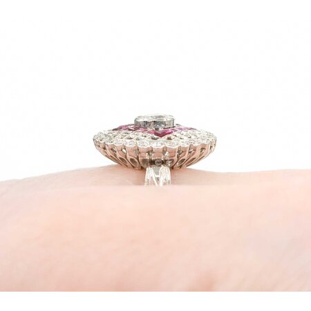 Ring Checkerboard .65ctw Round Diamonds .25ctw Ruby 900pt 15.8mm Sz6.5 3.9g 225040080