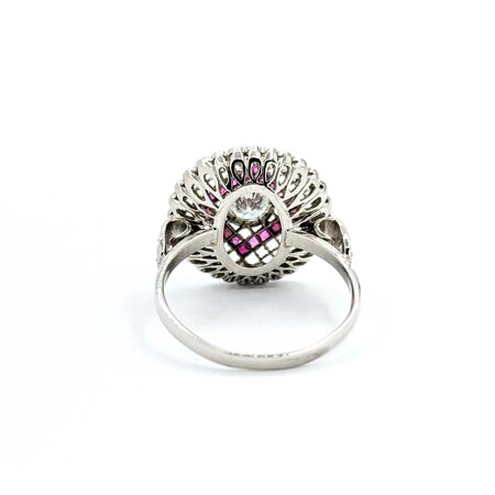 Ring Checkerboard .65ctw Round Diamonds .25ctw Ruby 900pt 15.8mm Sz6.5 3.9g 225040080